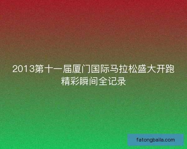 2013第十一届厦门国际马拉松盛大开跑精彩瞬间全记录