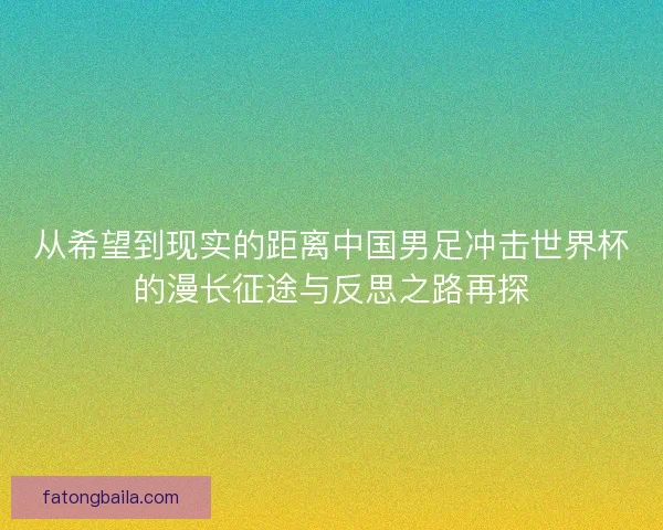 从希望到现实的距离中国男足冲击世界杯的漫长征途与反思之路再探 从希望到现实的距离中国男足冲击世界杯的漫长征途与反思之路再探