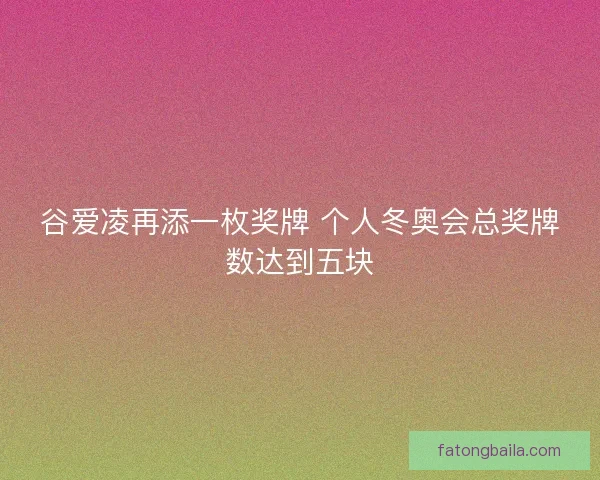 谷爱凌再添一枚奖牌 个人冬奥会总奖牌数达到五块